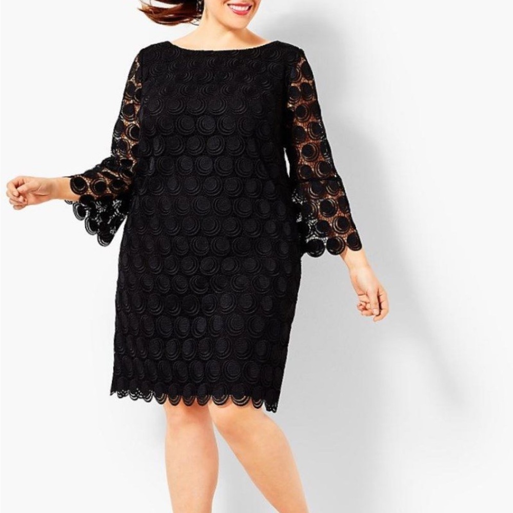 Talbots Black Textured Long Sleeve Dress